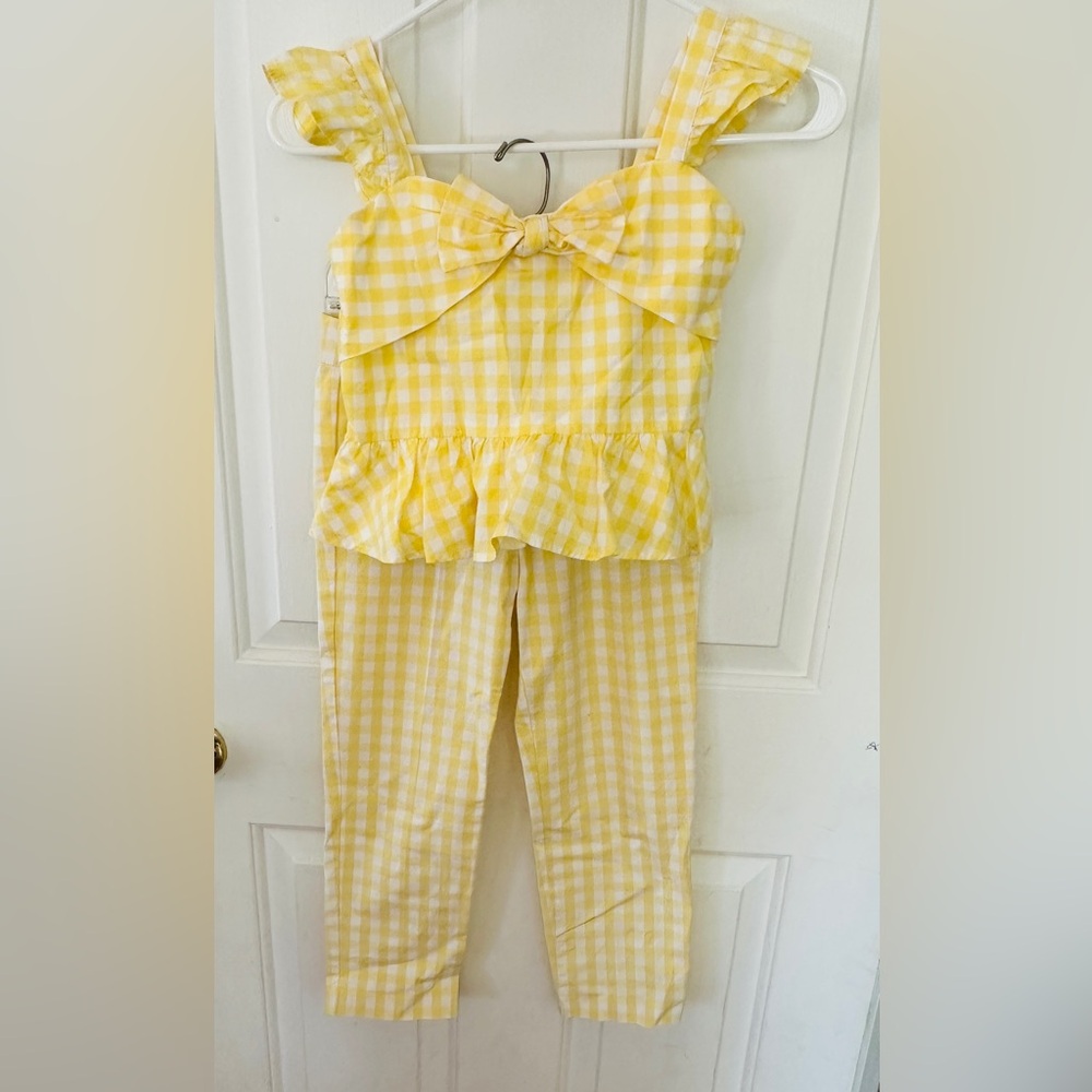 Janie and Jack Yellow Gingham Kids Matching Set